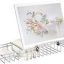 HOMEE Stainless Steel Shower Caddy Tray with Removable Book Holder, European Style Extendable Rectangular Bathroom Tray for Shower Bath Phone IPad Book Holder Candleholder Table Shelf - Silver (Sliver)