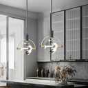 Pendant Ceiling Light Fixture for Kitchen Island, Dimmable Modern Integrated LED Hanging Light, Crystal Pendant Light in Black Gold Finish, Bedroom, Dining Room (1-Lights)