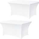 4FT White Table Cloth - 2 Pack, Fitted Stretch Rectangle Spandex Tablecloth, Washable Table Cover for Party, Dining, Wedding, Banquet and Festival(Black, 30" x 48")