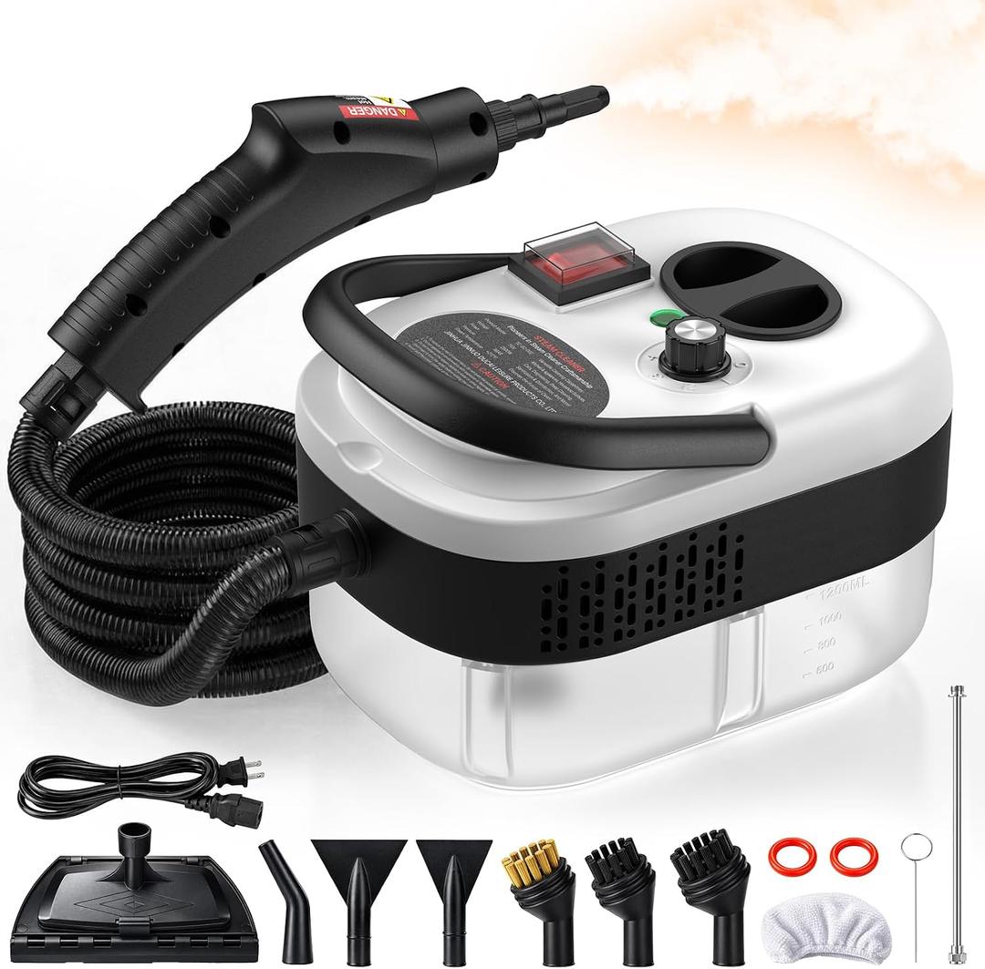 2500W Handheld Steam Cleaner for Home, 6-Level High Pressure Steam Gun, Steam Machine w/40.6oz Tank, Portable Car Steamer for Auto Detailing & Cleaning, Car, Floor, Furniture, Tile Grout, Wall