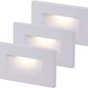 CLOUDY BAY 120V Dimmable LED Indoor Outdoor Step Light,3-Pack,3000K Warm White,Stair Light,White Finish