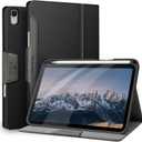 Antbox Case for iPad mini 7 A17 Pro, iPad mini 7th/6th Generation Case (2024/2021) with Pencil Holder Vegan Leather Smart Cover with Auto Sleep/Wake Stand Function (Black)