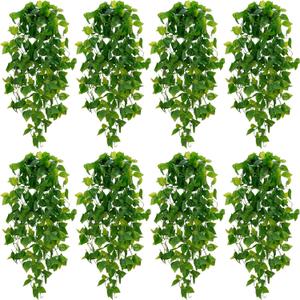 BLEUM CADE Fake Hanging Plants, 8pcs Artificial Pothos Vines Greenery for Wall Home Living Room Office Indoor Outdoor Decor (No Baskets)