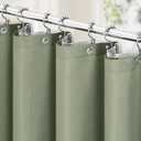 MitoVilla 3 in 1 Shower Curtain Set, Sage Green Modern Slub Textured Fabric Shower Curtain and Clear PEVA Liner Set with 12 Double Sided Steel Hooks, Waterproof Fabric Hotel Bathroom Curtain-72x72