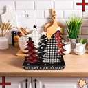 Pinkunn Christmas Tree Table Sign Wooden Christmas Tabletop Centerpiece Decor Rustic Decorative Farmhouse Xmas Table Decoration for Home Shelf Desk(Classic)