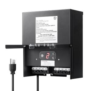 DEWENWILS 600W Low Voltage Landscape Transformer, Outdoor Weatherproof Transformer with Timer and Photocell Sensor, 120V AC to 12V/13V/14V/15V AC for LED Lighting, Walkway Light, cULus Listed