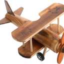 TOYANDONA Vintage Wooden Airplane Model Decoration Retro Biplane Ornament for Home Office Desk Decor Wooden Toy Airplane Unique Antique Aircraft Decor for Boy Girl