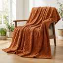Horaldaily Solid Color Caramel Orange Faux Fur Throw Blanket 50x60 | All Season Using Ultra Soft Fuzzy Plush Cozy Non-shedding 3D Textured Blanket for Couch Sofa Bed, Ideal Gift for Kids Adults
