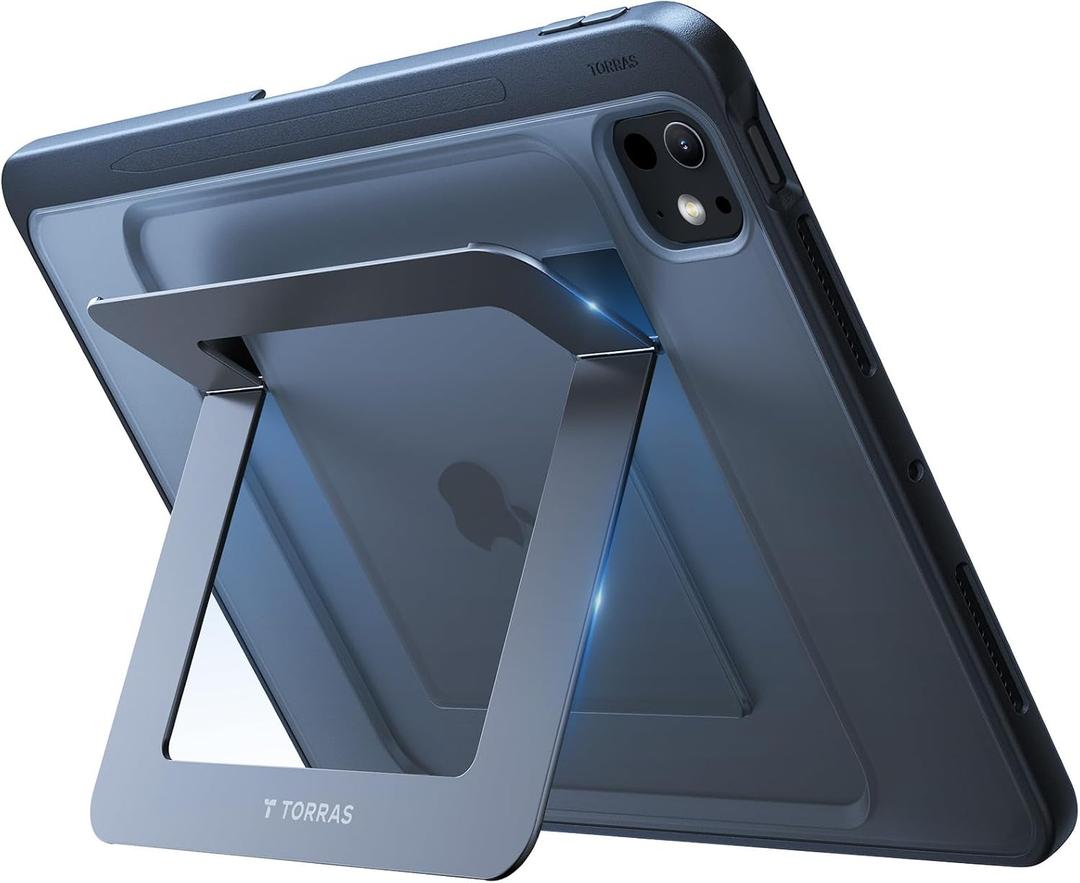 TORRAS Ostand K1 Guardian for iPad Pro 12.9 inch Case 2022 M2 & 2021 M1, Ultra Stable Stand, Multiple Adjustable Viewing Angles, Slim Protective Kickstand iPad Pro 12.9 Case with Pencil Holder, Black