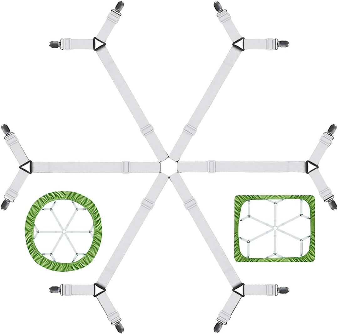 TGOOD Bed Sheet Holder Straps, Mattress Cover Clips to Hold Sheets in Place, Adjustable Bed Bands, Elastic Grippers,Fasteners,Keepers,Suspenders Fitted for Bedding,stayers, Bedsheet Tie Downs (White-1)