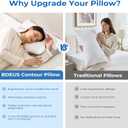 BDEUS Ergonomic Cervical Pillow for Side Sleepers, 2-in-1 Contour Orthopedic Memory Foam Pillow for Neck Shoulder Pain Relief, Sleep Apnea, Anti Snore, Pillow with Arm Rest, Head Cradle, White