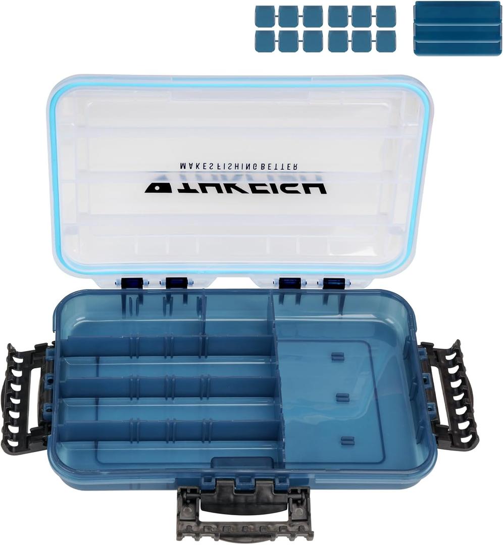 THKFISH Fishing Tackle Box 3600 Tackle Tray Floating Fishing Lure Box Storage Organizer Small Plastic Box with Adjustable Dividers,Sun-Proof 2PCS