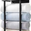 Towel Racks for Bathroom, Bathroom Towel Rack Wall Mounted with Metal Shelf and 3 Hooks for Small Bathroom, Black