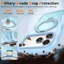 for iPhone 17 Pro Max Case with 360 Magnetic Stand, Clear Glitter Cute Curly Wave iPhone 17 Pro Max Phone Case Compatible with MagSafe, Ring Kickstand Shockproof Cover for Women Men,Blue