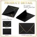 Mimorou 100 Pcs A7 Invitation Envelopes for 5" x 7" Cards V Flap Foil Border Luxury Self Adhesive Mailing Envelopes for Wedding Baby Shower Bridal Birthday One Silly Goose Party(Black, Gold)