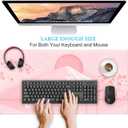 Cherry Blossom Mouse Pad Kawaii Pink Floral Desk Mat, Japanese Pastel Sakura Large Anime Gaming Mousepad XXL, Cute Aesthetic Mount Fuji Japan Keyboard Mats for Women Office Desk Pads 31.5"x15.75"