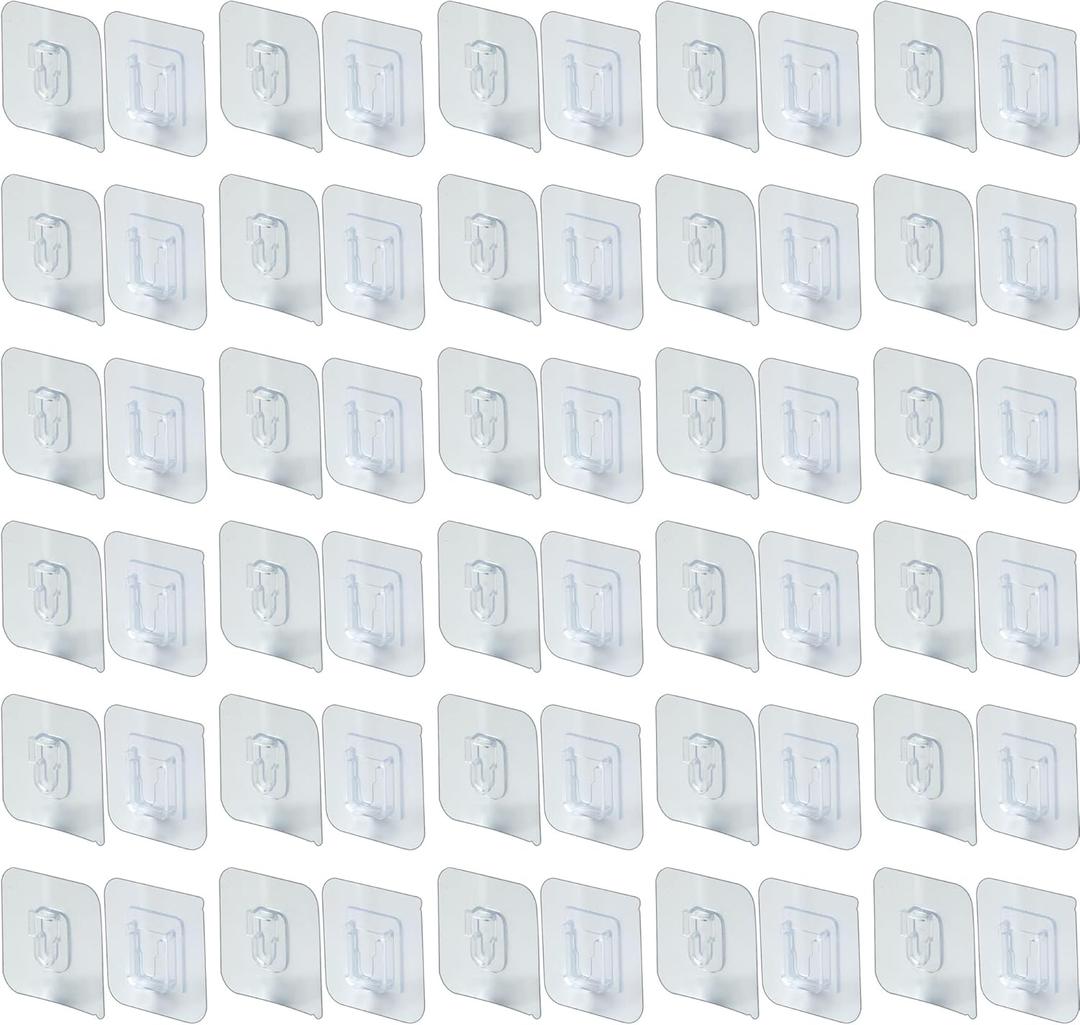 IFAMIO 30 Pack Double Sided Adhesive Wall Hooks Self-Adhesive Nail Free No Damage Multi-Purpose Hooks Clear Picture Hanging Sticky Wall Hooks for Bathroom Kitchen Office Hanging