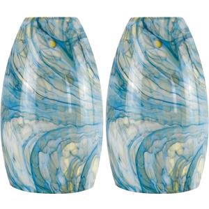 2 Pack Ink-blue Oval Glass Lamp Shade,7.8in Height,4in Diameter,1.57in Fitter,Hand Blown Art Light Fixture Glass Lamp Shade Replacement for Pendant Light Shades Only,Mini Chandelier Shades - by GO&SO