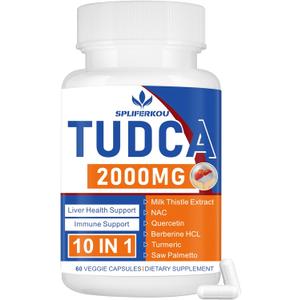 2000mg Tudca Liver Support Supplement, Tudca Bile Salt with Milk Thistle and Nac,60 Capsules for 30 Days,Support for Liver, Detoxification,Immune System
