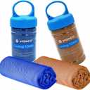 YQXCC Cooling Towel | 2 Pack 47"x12" | Ice Cool for Neck | Soft Breathable Microfiber Chilly | for Yoga, Golf, Gym, Camping, Running, Workout & More Activities (Dark Blue/Orange)