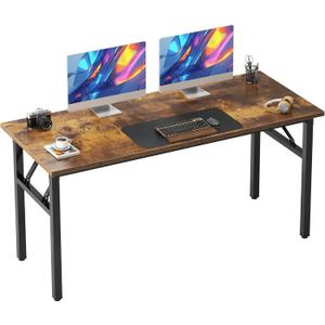 Need Folding Desk, 54 inch Large Computer Desk for Home Office, No Install Needed Study Student Writing Table Desk Workstation, Rustic Brown