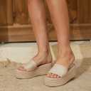 Erocalli Platform Wedge Sandals Espadrille Slide Sandals Slip On High Heel Espadrille Flatform Mules for Women Casual Jute Beach Straw Raffia Sandals