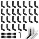 26Pcs 3030 Inside Joint Corner Brackets Set with Screws Black, 3030 Inside Corner Angle Connector for 30 Series Aluminum Extrusion Hardware Accessories