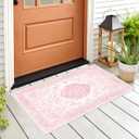 Washable Boho Entryway Rug 2' 3' Small Rug Pink White Colorful Color Door Mat Indoor Entrance Non-Slip Soft Oriental Vintage Carpet Kitchen Entryway Bedroom Corridors Indoor