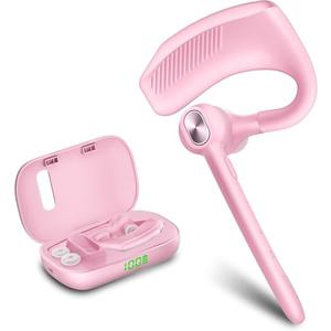 Bluetooth Headset Wireless Earpiece Microphone 180H Playtime 1000mAh Wireless Charging Case Handsfree Single Ear Headset LED Display for iPhone Android Cellphones PC Computer Trucker Drivers Work Game