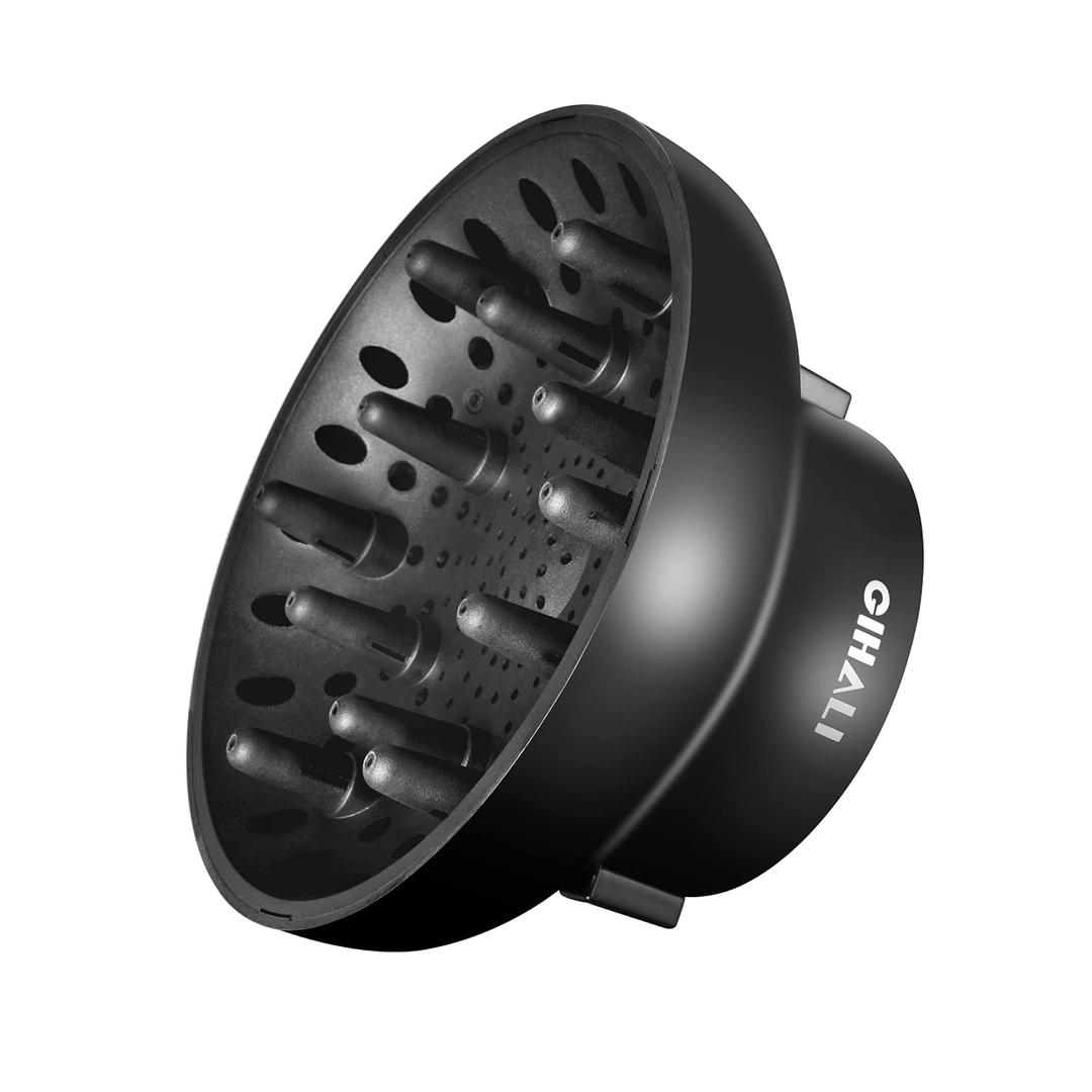 Universal Hair Diffuser Super Sturdy 1.7 Inch to 2.6 Inch for Natural Curly and Wavy Hair, Hair Dryer Attachment (Black Matte)