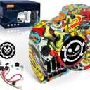 FARBIN Motorcycle Horn Air Horn Train Horn 12V 150dB Loud Car Horns Compact Snail Motohorn for Moto Truck Pickup RV SUV (Red Skull)