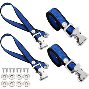 4PCS Drywall Stilts Straps, Adjustable Drywall Foot Band Straps Kit,Replacement Part for Stilts, 4 Shoe Straps + 8 Screws + 8 Spacers, Blue