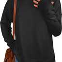 ANRABESS Sweatshirts for Women 2025 Fall Long Sleeve Shirts Oversized Crewneck Lightweight Side Split Casual Pullover Tops (Black, S)