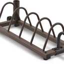 Steelbody Horizontal Plate and Olympic Bar Rack Organizer with Steel Frame and Transport Wheels STB-0130, brown 41L x 11W x 9.5H