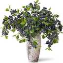 4Pcs 33"Artificial Blueberry Stems, Faux Blueberries Fruit Branch(Blue) | DIY Bouquet, Highly Realistic, Vivid and Lush, Fake Flower Picks, for Vase/Window/Table Centerpiece/Kitchen/Shower/Home Decor