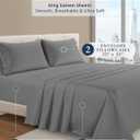 LANE LINEN 100% Egyptian Cotton King Sheets Set, Soft & Comfy Sateen Weave No Pill Mercerized Cotton Sheets King, Fully Elasticized Reinforced French Seam Fitted King Bed Sheets Charcoal Gray
