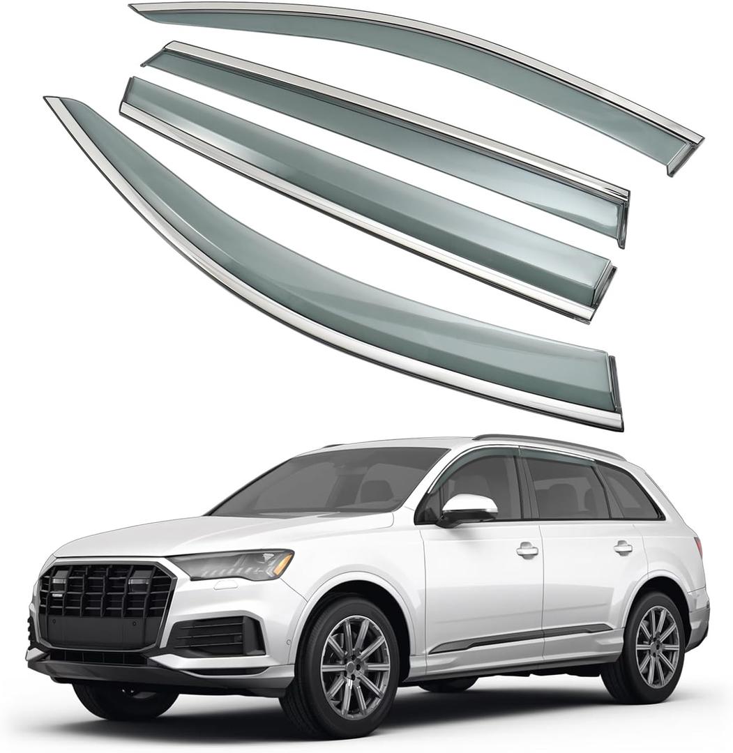 Window Visors Rain Guards Shield Fit for Audi Q7 SQ7 2017-2025 Out-Channel Window Vent Wind Deflectors Visors Shades