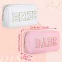 Mixweer 8 Pcs Bridesmaid Cosmetic Bags Bulk Bridesmaid Proposal Gift Embroidered Letter Patch Bride Bachelorette Makeup Bags Travel Pouch Wedding Party Favor for Bridal Shower(White and Pink)