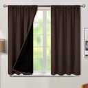 BGment Thermal Insulated 100% Blackout Curtains for Bedroom with Black Liner, Double Layer Full Room Darkening Noise Reducing Rod Pocket Curtain (52 x 54 Inch, Brown, 2 Panels) (52"W x 54"L (Pack of 2))