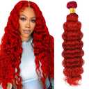 Deep Wave Human Hair Bundles 22 Inch Color Red Single Bundle Human Hair Curly Burgundy 100g Per 1 Bundle Brazilian Virgin Remy Hair Extensions For Black Woman