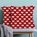 Valentines Pillow Covers 20x20 Inch 2 Pcs, Red Love Heart Decorative Throw Pillows for Couch, Valentine's Day Anniversary Outdoor Decor Pillowcase Linen Cushion Cover for Bed Sofa