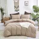 KAREVER Deep Champagne Comforter Set King Cream Coffee Bedding Set Khaki Blanket Women Soft Dark Champagne Bedding Set Men Breathable Taupe Comforter Set King (King(104''* 90''))