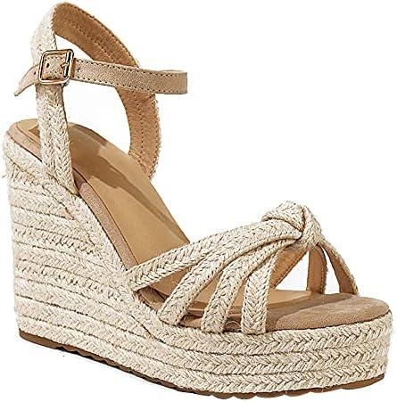 mikarka Sandals for Women 2025: Comfortable Wedge Platform Sandals Women - Braided Espadrilles for Women Ankle Strap Open Toe Wedges Heels Beach Sandals Summer Shoes, Size 6.5