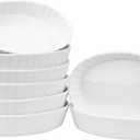 Foraineam Set of 8 Pieces Porcelain Ramekins, 6 Ounce Oval Creme Brulee Ramekin Dishes 6 x 4-1/4 x 1-1/4 Inch Baking Ramekins Set