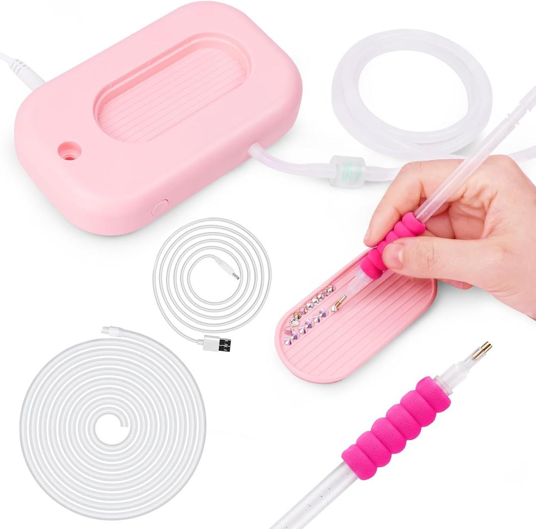 AIYUNDI Electric Diamond Painting Pen, Vacuum Diamond Painting Kit, Diamond Art Pens Tools and Accessories, 3 Adjustable Suction, Includes 2 Pens and Storage Tray, Gifts for Men and Women (Nude)