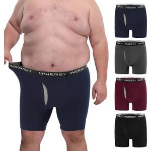 INNERSY Men's Big and Tall Boxer Briefs Cotton Moisture Wicking Underwear 4-Pack (5X-Large, Dark Retro)
