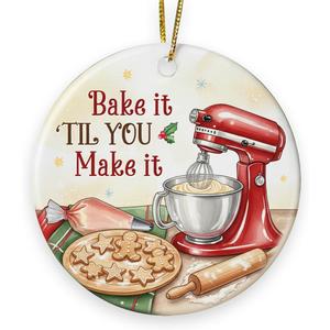 7 x Baking Christmas Ornament 2026 - Funny Gifts for Bakers, Ceramic Bake Christmas Ornament for Christmas Tree, Baker Gifts for Women Pastry Chef Friends Mom, Cute Baking Gift for Lovers