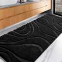 DEXDE Bathroom Rugs Runner 24x60 Inch, Ultra Soft and Water Absorbent Long Bath Rugs Non-Slip Quick Dry Machine Washable Bath Mats Microfiber Thick Matts for Floor, Tub, Shower, Home Decor, Black