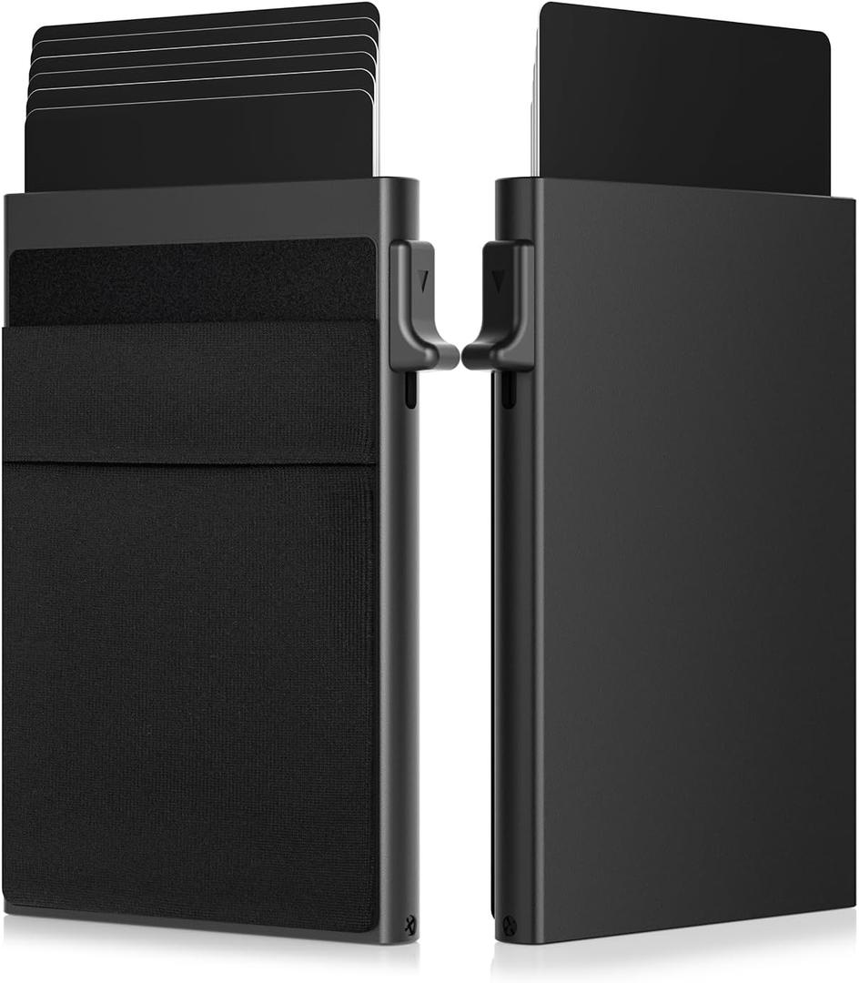 11 x ONLOOKER Credit Card Holder - Slim Wallet for Men with Money Pocket, Pop Up Wallets RFID Blocking Minimalist Card Case Holds 5 Cards and Notes (Matt Black)