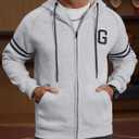 Men's Sports Jacket Thermal Fleece-Lined Midweight Casual Zip Up Hoodies (S-XXL) (Gray, XL)